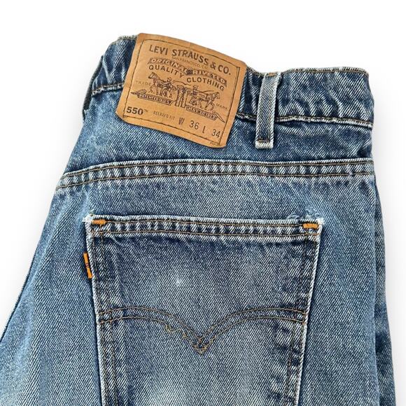 Vtg 90s Levis Jeans 550 Orange Tab Relaxed Fit Cotton Wallet Fade Denim W36 L34 - Picture 13 of 16